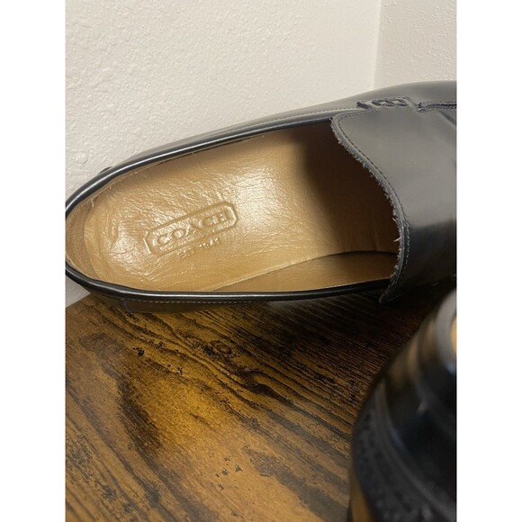 VINTAGE Coach Jerry Loafers Men’s 47 Black Leather Slip On Shoes Made Italy 13